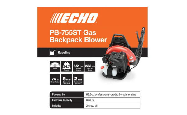 0d1560cd90fa402eb78e16383d30cf9d 233 MPH 651 CFM 63.3cc Gas 2-Stroke Cycle Backpack Leaf Blower with Tube Throttle
