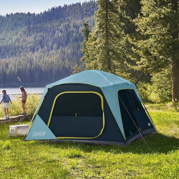 Coleman Skylodge 10 Person Camping Tent with Storage Pockets, Blue/Black