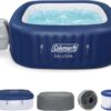 4 to 6 Person Inflatable Hot Tub Square Portable Outdoor Spa with 114 Soothing AirJets and Insulated Cover, Gray-Coleman