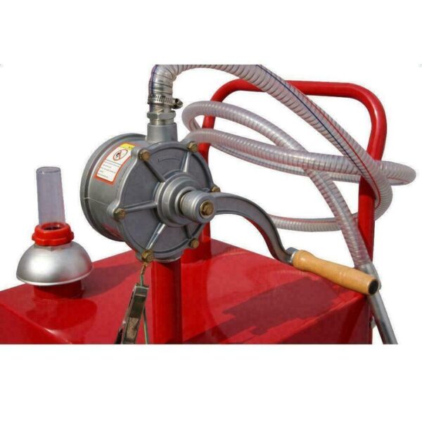 0d54f0528a464e778853e7953f9e1c05 30 Gallon Red Gas Caddy Tank Gasoline Fluid Diesel w Rotary Pump and Hose