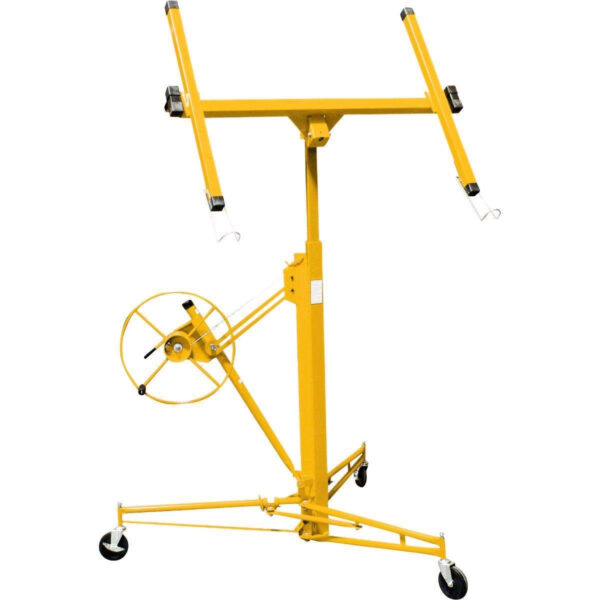 0d7a9e78056b49d9bf98e146b3750ccf Drywall Lift 11' Yellow Rolling Sheetrock Panel Hoist Jack