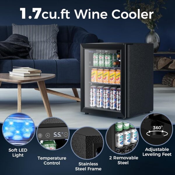 0d8bd71c1c03407baf9ff229fba4df97 Mini Fridge 130 Can Beverage Refrigerator Cooler, 3.2 Cu.Ft Drink Fridge for Soda Wine Beer, Adjustable Temperature Control for Home Office, Black