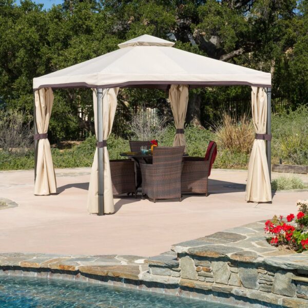 0dc279478a9b41ee837ff217e2ded3ad Christopher Knight Home Skyline Fabric Gazebo by Beige