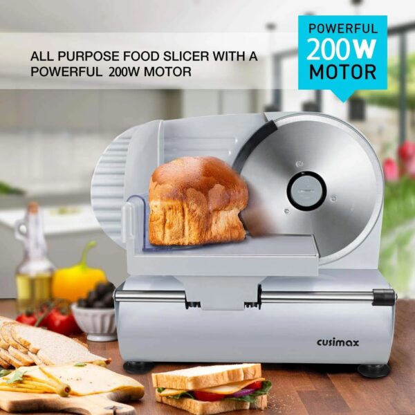 0e9aeb19d1c644d58443279733c80e0f CUSIMAX Electric Deli Food Slicer with Two Stainless Steel Blades