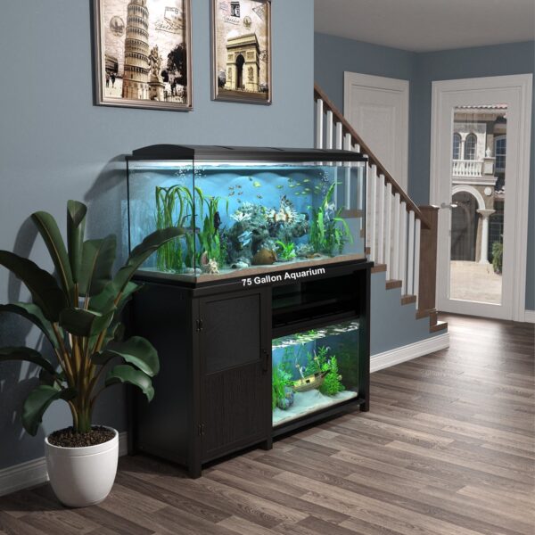 0f5f23ff417c4a8abd3e2e7b981d4f60 55-75 Gallon Fish Tank Stand Heavy Duty Metal Aquarium Stand with Cabinet,52