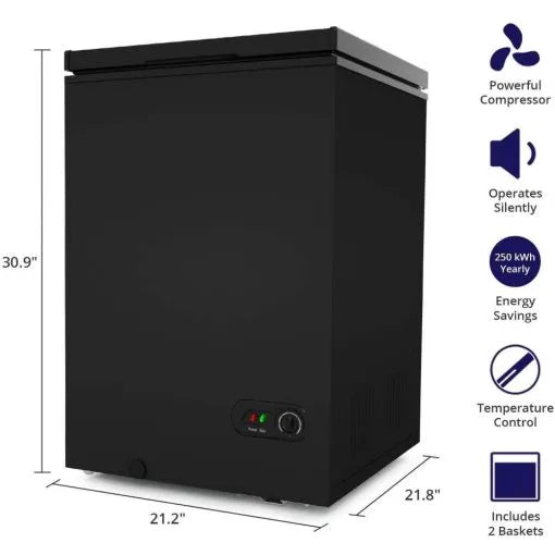 10450c733d5a48d3800e2ef2052f772d Chest Freezer – 3.5 Cu Ft with 2 Removable Baskets – Reach In Freezer Chest – Quiet Compact Freezer – 7 Temperature Settings – Black