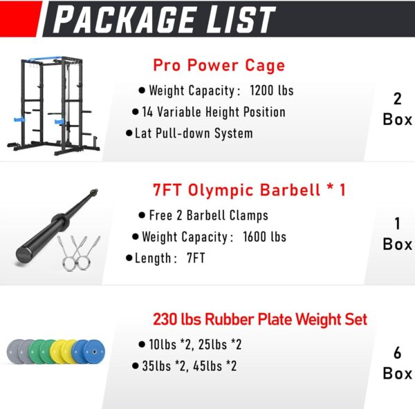 1049cf4ed3c84a78b4402c81b2231b64 Sportsroyals Power Cage,1600lbs Multi-Function Power Rack with Adjustable Cable Crossover System and More Training Attachment, Weight Cage for Home Gym