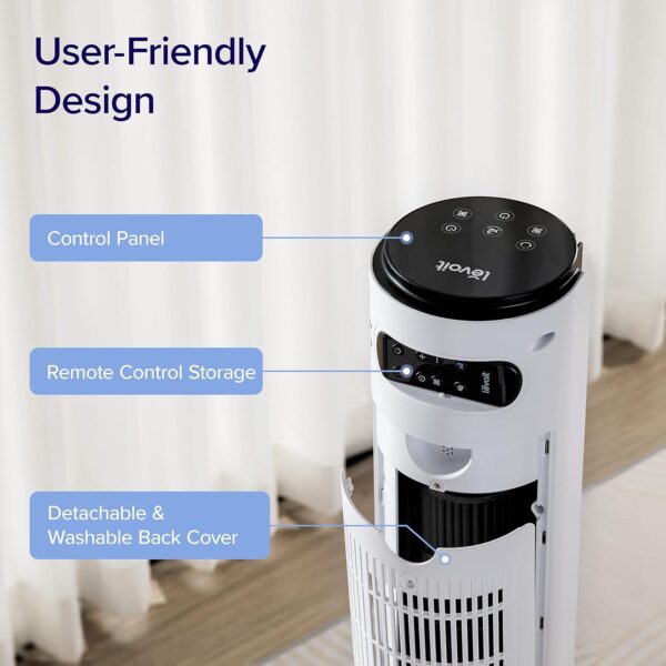 105591bc92e74cb49920dc4b17f51e2f LEVOIT Tower Fan for Bedroom, Standing Fan that Blows Cold Air for Home, 28dB Quiet for Sleep, Remote, 90° Oscillation, 12H Timer, 25ft/s Velocity, 5 Speeds, 4 Modes, Bladeless 36 inch, White