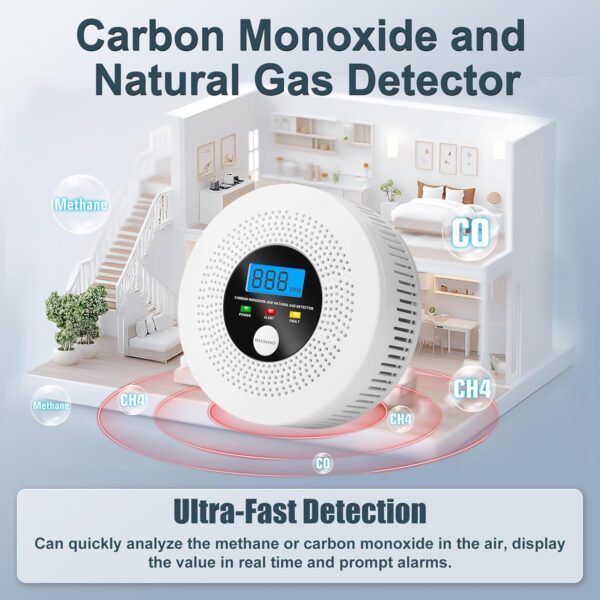 10579f9ad7c8453db24d2d1dda31287e Natural Gas and Carbon Monoxide Detector 100% Battery-Powered CO&CH4 with LED Display and Audible Visual Alerts Methane Leak Sensor for Home RV Kitchen Apartment Safety (Includes Batteries)