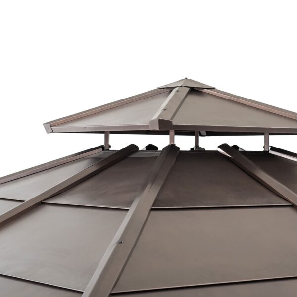 106250dd85e44f71bc0210aa3147398f 10 ft. x 10 ft. Cedar Framed Gazebo with Steel 2-Tier Hip Roof Hardtop