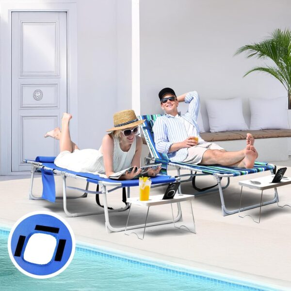 10785a2ec2d64fb1b5d970a03beee68e 3-in-1 Outdoor Sun Tanning Lounge Chair with Face Hole – 5-Position Recliner, Folding Side Table & Removable Pillow, 330lbs Capacity, Blue