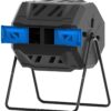 Large Compost Tumbler Bin Dual Compartment Better AirCirculation Efficient Compost BPA Free Sturdy Steel Frame 43Gallon (2 21.5Gal) Blue Door