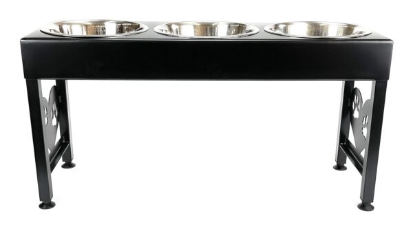 10f8ee634cb94aefbf0b576dd61a5432 Pet Feeding Station Triple 3-Quart Metal Dog Bowl 16" Tall