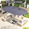 15ft Patio Umbrella with Solar Lights, Large Double Umbrella Outdoor, Rectangle 180''x106'' Umbrellas with 156 PCS LED Lights and Crank Handle for Backyard Deck Pool Shade in Black(1.9" Pole)