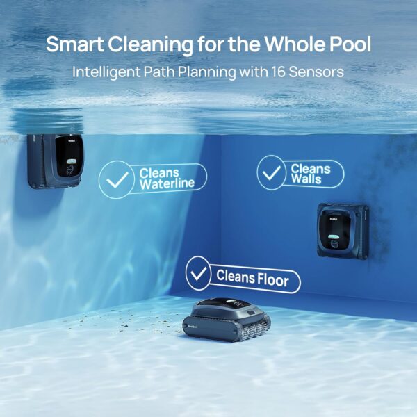 11d50c78cabb46a080389d3127c17dc7 Beatbot AquaSense 2 Cordless Robotic Pool Vacuum Cleaner, Smart Surface Parking, Double-Pass Waterline Scrubbing, Cleans Floor, Walls, and Waterline, Above & In-Ground Pools up to 3,230 sq.ft - Blue