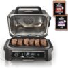 7-in-1 Grill & Smoker with Thermometer, Air Fryer, BBQ, Bake, Roast, Broil - Portable Electric Outdoor Grill, Grey