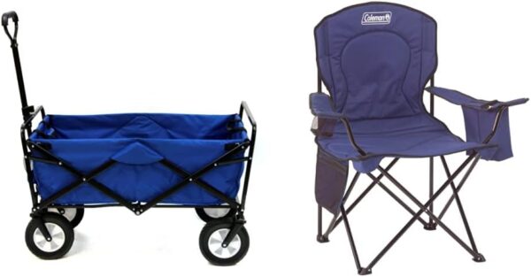 12112d2237b149088e3bc138cf567c6c Outdoor Utility Wagon, Solid Blue & Coleman Cooler Four-Person Portable Camping Chair, Blue