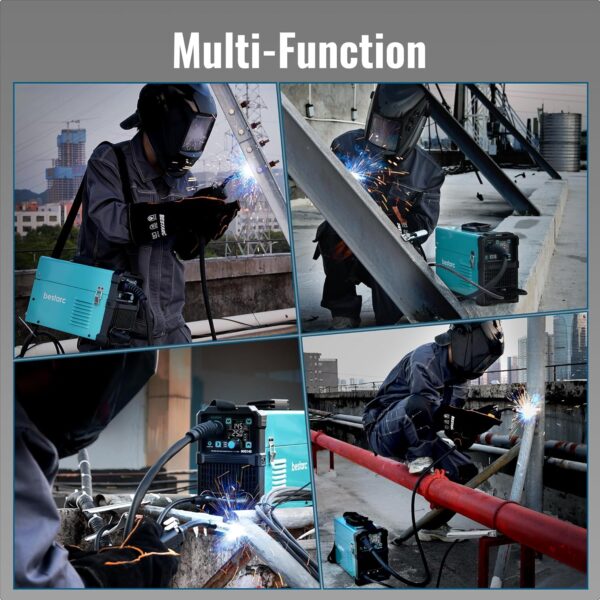 123d52cd602f44748af687d9326fdb9b 145A MIG Welder, 110V/220V Dual Voltage Gas/Gasless Flux Core MIG Welder/Lift TIG/Stick 3 in 1 Synergic MIG145 9GEN Welding Machine, Flux/Solid Welder Digital Screen Display