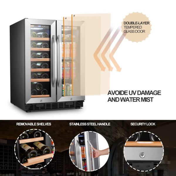 12a29529a7c14830b5e65954bc83570d Lanbo - Freestanding/Built-In 23.4'' width 18 Bottle 56 Can Dual Zone Combo Wine and Beverage Cooler - Black