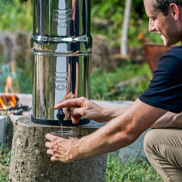 Travel Berkey Gravity-Fed Water Filter with 2 Black Berkey Purification Elements & Berkey Primer Combo Set