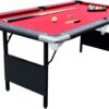 Hathaway Fairmont 6 Ft Portable Pool Table, Adults Folding Billiards Tables for Game Room with Easy Foldable Storage, Includes Full Set of Billiard Balls, Cues, Chalk & Brush