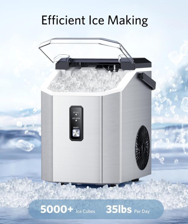 131d37185ae94a5a8109e38378053655 Nugget Ice Makers Countertop, Pebble Ice Makers with Soft Chewable Ice, Ready in 6 Mins, 35lbs/24H, One-Click Operation, Self Cleaning, Portable Ice Maker Machine for Home/Kitchen/RV/Camping