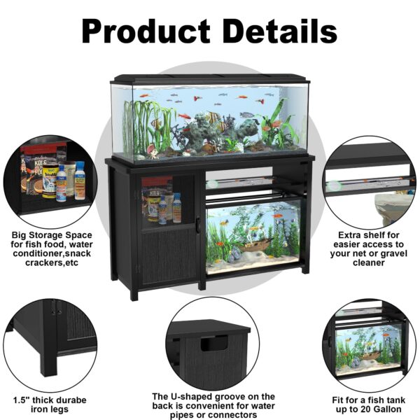 13742998da284c539efde797d39db856 55-75 Gallon Fish Tank Stand Heavy Duty Metal Aquarium Stand with Cabinet,52