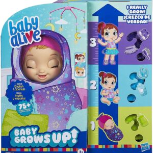 Baby Alive Baby Grows Up (Dreamy) - Shining Skylar or Star Dreamer, Growing and Talking Baby Doll, Toy with 1 Surprise Doll and 8 Accessories