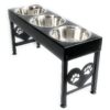 Pet Feeding Station Triple 3-Quart Metal Dog Bowl 16" Tall