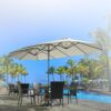 15ft Patio Umbrella with Solar Lights, Large Double Umbrella Outdoor, Rectangle 180''x106'' Umbrellas with 156 PCS LED Lights and Crank Handle for Backyard Deck Pool Shade in Black(1.9" Pole)