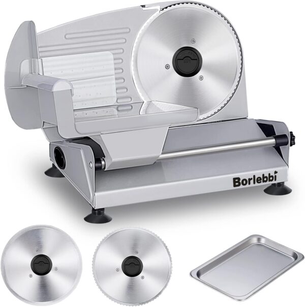 1402af3458594fb88f8c54fa187828e5 Meat Slicer, 200W Electric Food Slicer with Two Removable 7.5"Stainless Steel Blades