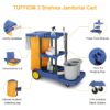 TUFFIOM Commercial Traditional Cleaning Janitorial 3-Shelf Cart