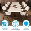 Lifetime 8 Foot Rectangle Folding Table, Indoor/Outdoor Commercial Grade, Almond (22984)