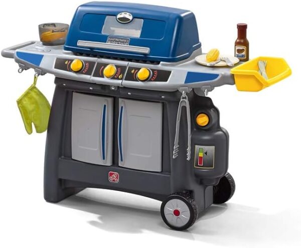 1464b04892ec46d48fb9d6b7b3733f88 Step2 Sizzle & Smoke BBQ Grill Kids Playset, Indoor/Outdoor Kitchenette, Interactive Play with Sounds, Made of Durable Plastic, Includes 15 Piece Toy Accessories, For Toddlers 3+ Years Old