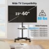 Mobile TV Stand for 23-60 Inch LCD LED Flat/Curved Panel Screen TVs, Tilt TV Cart Holds up to 88Lbs Portable Stand with Laptop Shelf Rolling Floor Max VESA 400x400mm (PSTVMC06)