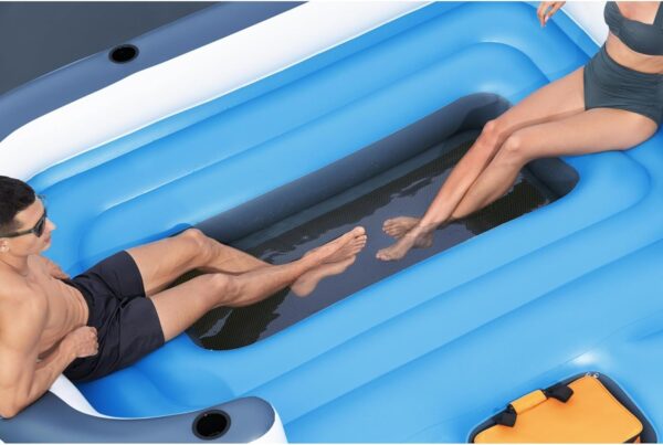 14aefa36b7b64d9bbc692085d90b1004 Tropical Breeze 6 Person Inflatable Party Island Large Relaxing Water Float with Detachable Sunshade and Cooler Bag
