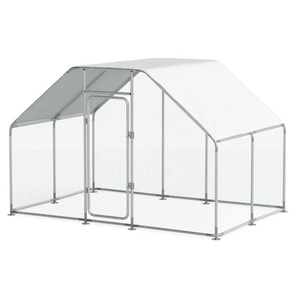 14b1e0a58639437f8723b588077295e0 Large Metal Chicken Coop for 16 Chickens Walk-in Poultry Cage Hen Run House Rabbits Habitat Cage Spire Shaped Coop with Anti-Ultraviolet and Waterproof Cover for Outdoor Backyard Farm Use