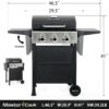 MASTER COOK 3 Burner BBQ Propane Gas Grill, Stainless Steel 30,000 BTU Patio Garden Barbecue Grill with Two Foldable Shelves
