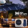 15ft Double Sided Patio Umbrella with Solar Lights, Outdoor Large Umbrellas with Crank Handle and 36 LED Lights, Rectangular Market Umbrella with Base Included for Deck Pool Shade