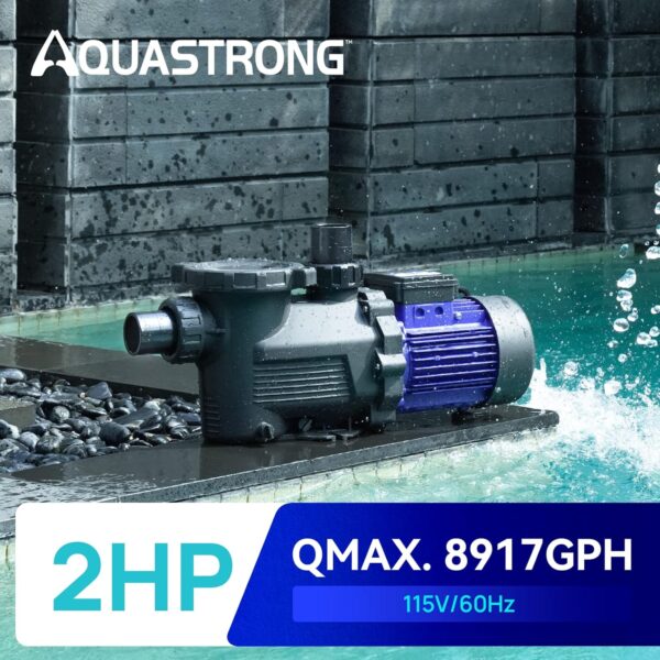 150061a1fca1451a9cb225dca0c8e59e AQUASTRONG In/Above Ground Pool Pump, High Flow (with Timer, 2HP, 8917 GPH, 220V)