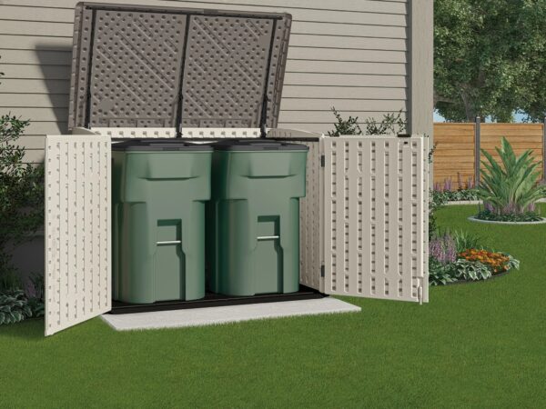 Suncast Plastic Storage Shed, Off-White and Gray, 44.25 in D x 52 in H x 70.5 in W