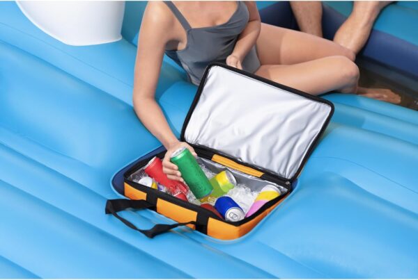 157869b43d264b4a9286a92873f27e30 Tropical Breeze 6 Person Inflatable Party Island Large Relaxing Water Float with Detachable Sunshade and Cooler Bag