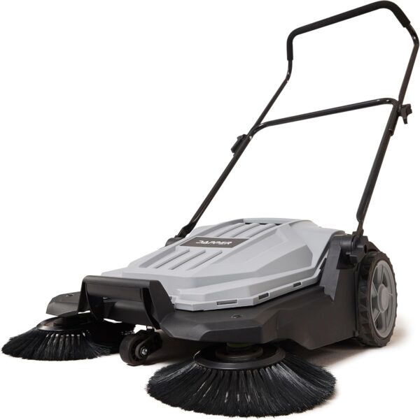 15b64a80a5b648a690513ba9d850a7ce Walk-Behind Outdoor Hand Push Floor Sweeper - 5.25 Gallon Capacity - 25.5" Sweeping Width - Sweeps up to 27,900 ft² / Hour, Grey