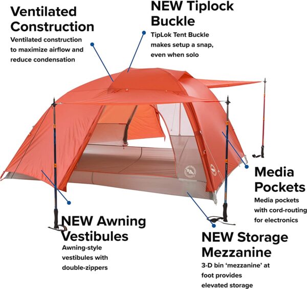 Big Agnes Unisex's Copper Spur Tent, Orange, 3 Person