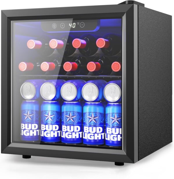 164a8c0bd4074784a446fff6f7c90008 Beverage Refrigerator Cooler - 126 Can Mini Fridge with Glass Door for Soda Beer or Wine, Beverage Cooler for Home, Office, Bar with Adjustable Removable Shelves, Silver