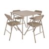 COSCO 5-Piece Folding Dining Set with Card Table and 4 Fabric Padded Chairs, Tan