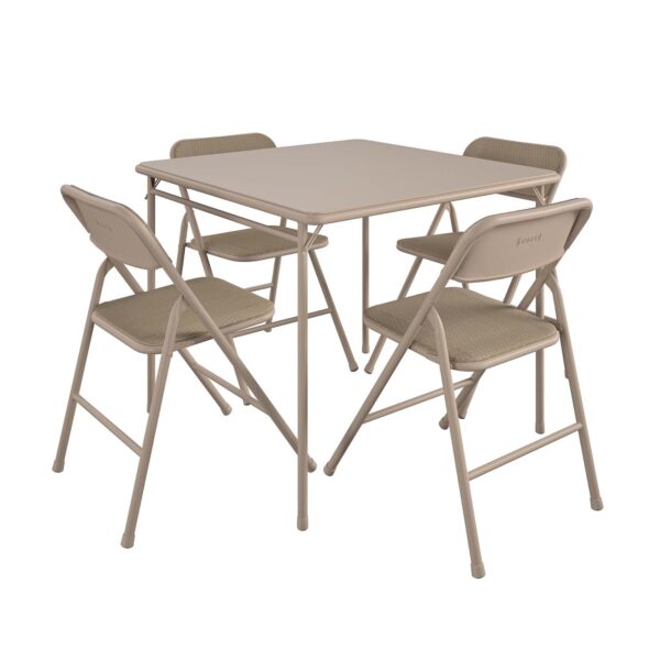 164bbd6aaaa348dd8fac5f9764629e30 COSCO 5-Piece Folding Dining Set with Card Table and 4 Fabric Padded Chairs, Tan