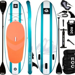 Roc Inflatable Stand Up Paddle Boards with Premium SUP Paddle Board Accessories, Wide Stable Design, Non-Slip Comfort Deck for Youth & Adults