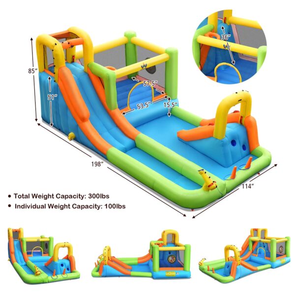 167bff2b484046b1b7edb8c6777c39db Costway Inflatable Water Slide Park Bounce House Splash Pool with 750W Blower