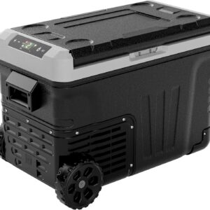 12 Volt Refrigerator, 53QT(50L) Electric Cooler, Portable Freezer 12V/24V DC 110-240V AC, 12V Fridge -4℉~68℉, 12V Cooler with Wheels & 2 Baskets for Travel, Truck, Boat, Camping
